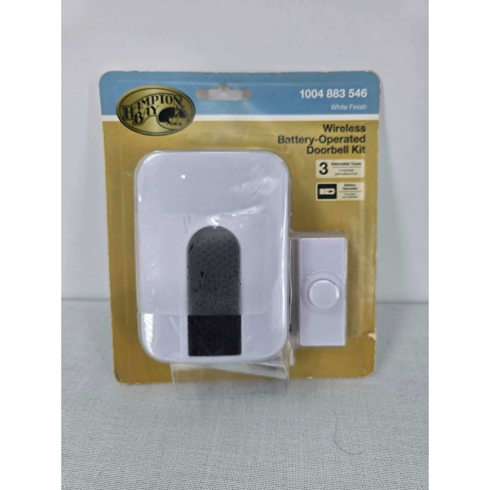 Hampton Bay Wireless Battery-Operated Doorbell Kit White 150ft Range HB-7306-03